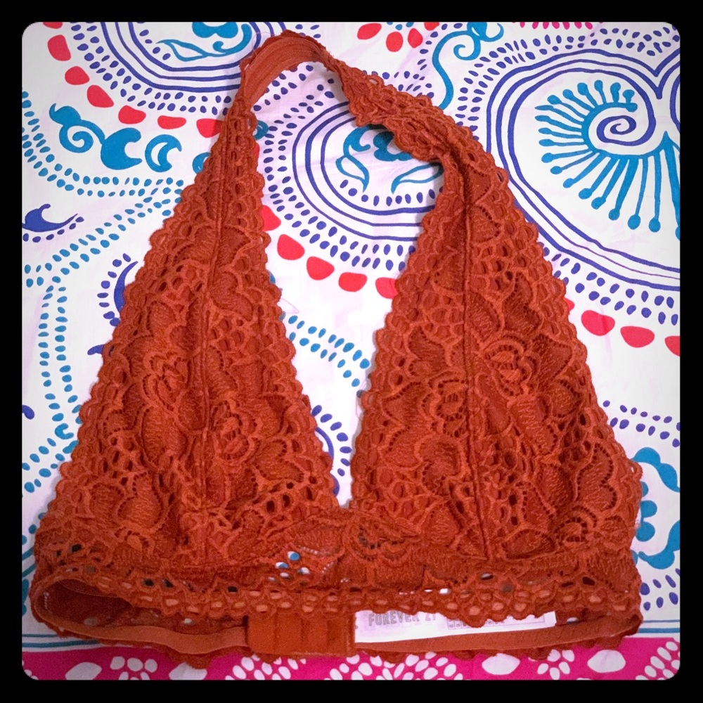 ❗️Rust Colored Lace Halter Bralette